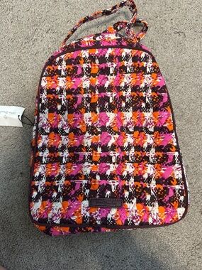 Vera Bradley Quilted Lunch Bag in Pink, Orange & Brown Floral Plaid
